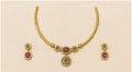 Ruby Hasli Gold-Tone Pink & Green Stone Necklace Set