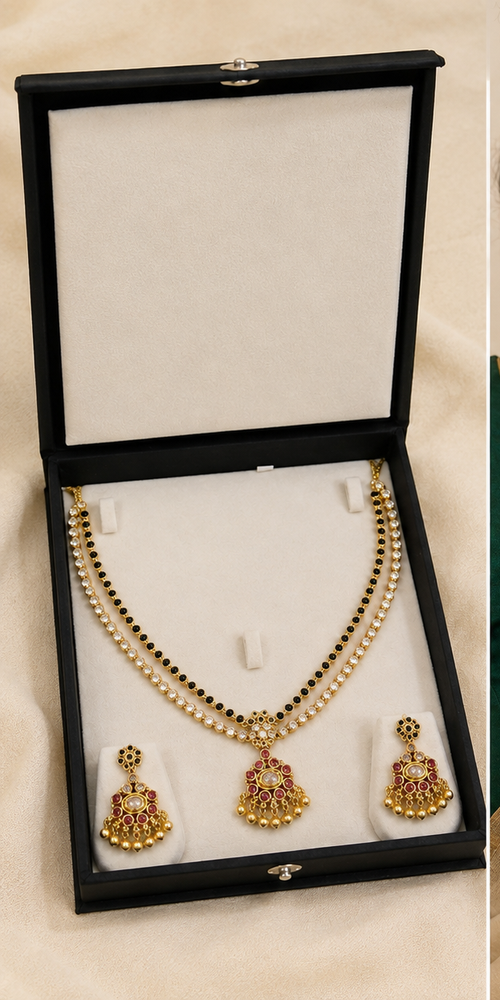 Neela Traditional Blue Stone Attigai Necklace Set