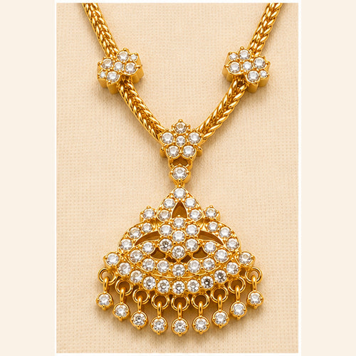 Venilla Traditional Gold-Tone Crystal Attigai Necklace